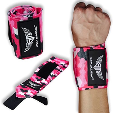Gym Maniac GM Weightlifting Wrist Wraps - Ideal for Powerlifting, Weight Lifting, Crossfit, and Stre...