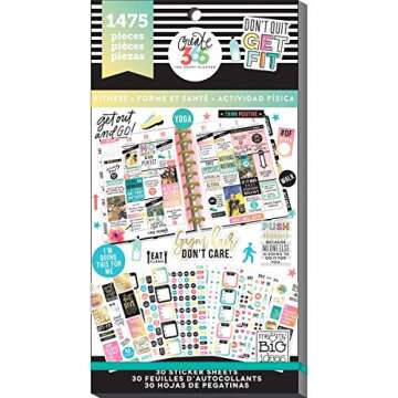 me & my BIG ideas Happy Planner Sticker Value Pack - Work It Out Theme - 1475 Multi-Color & Gold Foi...