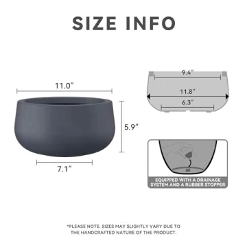 Kante 15.7" Modern Concrete Planter with Drainage Hole