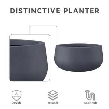 Kante 15.7" Modern Concrete Planter with Drainage Hole
