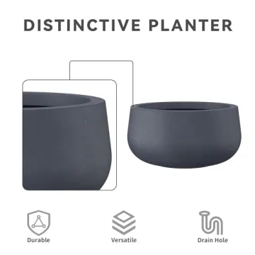 Kante 15.7" Modern Concrete Planter with Drainage Hole