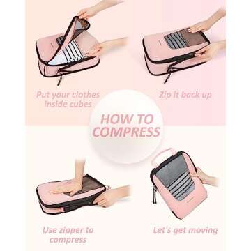 BAGSMART 6 Set Compression Packing Cubes for Travel