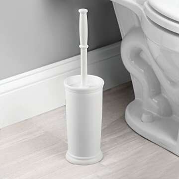 mDesign Toilet Bowl Brush and Holder - Covered Bathroom Toilet Brush - Standing Toilet Bowl Scrubber...