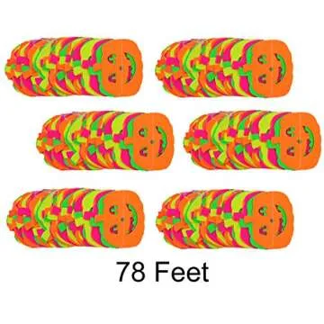 Midnight Glo Halloween Decoration 78ft Neon Pumpkin Garland Wall Hanging Decorations for Halloween Blacklight Reactive UV Glow Party (6 Pack)