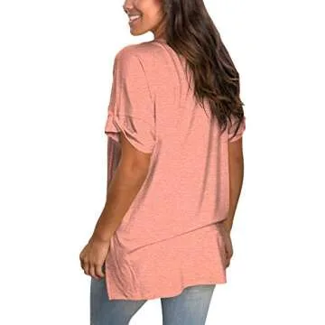 Liher Womens Casual V Neck Short Sleeve Summer Tops