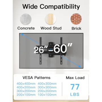 Pipishell Full Motion TV Wall Mount for 26-60" TVs