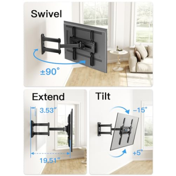Pipishell Full Motion TV Wall Mount for 26-60" TVs