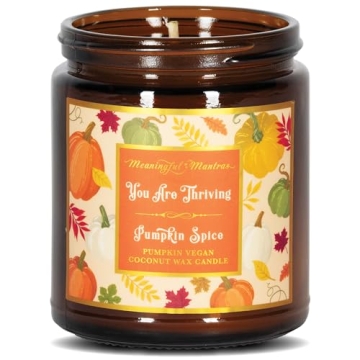 Pumpkin Spice Fall Aromatherapy Candle Non-Toxic Long Lasting | 100% Real Essential Oils, Coconut Wa...