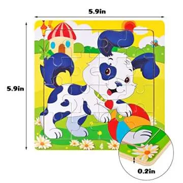 12 Pack Jigsaw Puzzles for Kids Ages 4-8 - Wooden Toddlers Puzzles 16 Pieces for Kids Party Favor Toys - Preschool Educational Learning Travel Toys for Toddlers 3 4 5 Years Old Boys and Girls