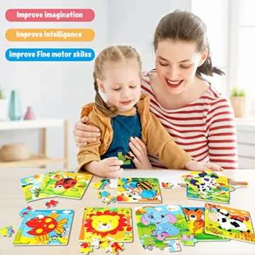 12 Pack Jigsaw Puzzles for Kids Ages 4-8 - Wooden Toddlers Puzzles 16 Pieces for Kids Party Favor Toys - Preschool Educational Learning Travel Toys for Toddlers 3 4 5 Years Old Boys and Girls