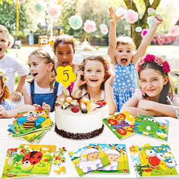 12 Pack Jigsaw Puzzles for Kids Ages 4-8 - Wooden Toddlers Puzzles 16 Pieces for Kids Party Favor Toys - Preschool Educational Learning Travel Toys for Toddlers 3 4 5 Years Old Boys and Girls