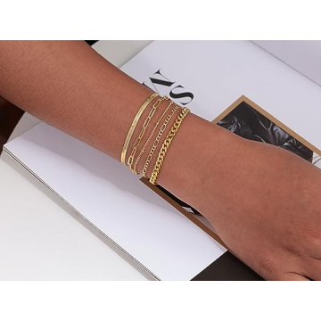 Picuzzy 5PCS Gold Bracelets Set for Women - Stylish Jewelry