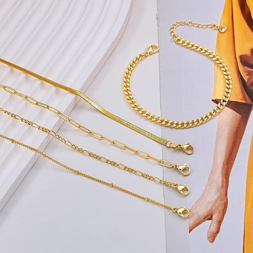 Picuzzy 5PCS Gold Bracelets Set for Women - Stylish Jewelry