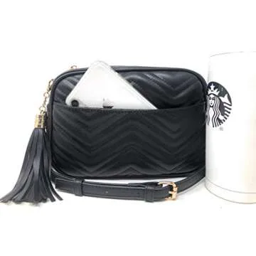 Stylish Lola Mae Quilted Crossbody Bag - Trendy & Lightweight Purse with Tassel Accent