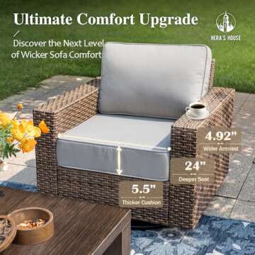 HERA'S HOUSE Comfortable 5-Piece Patio Set with Swivel Chairs