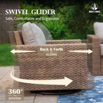 HERA'S HOUSE Comfortable 5-Piece Patio Set with Swivel Chairs