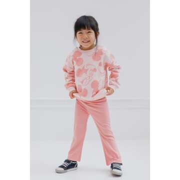 Disney Mickey Mouse Minnie Mouse Toddler Girls Fleece Sweatshirt and Flare Leggings Outfit Set Pink ...