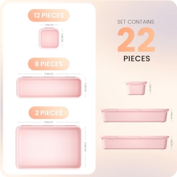 A-LUGEI 22PC Pink Desk Drawer Organizer Kit - Versatile Storage