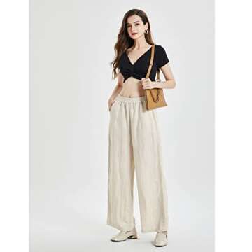 IXIMO 100% Linen Palazzo Pants for Women - Elegant & Casual