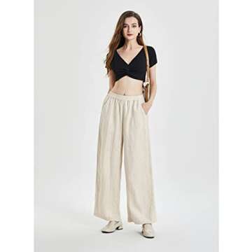 IXIMO 100% Linen Palazzo Pants for Women - Elegant & Casual