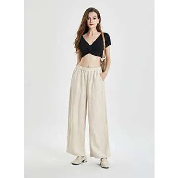 IXIMO 100% Linen Palazzo Pants for Women - Elegant & Casual