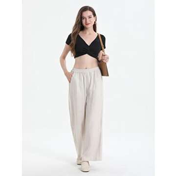 IXIMO 100% Linen Palazzo Pants for Women - Elegant & Casual