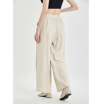 IXIMO 100% Linen Palazzo Pants for Women - Elegant & Casual