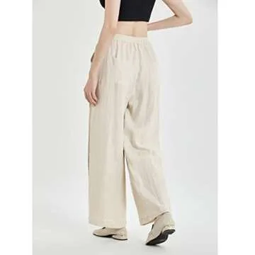 IXIMO 100% Linen Palazzo Pants for Women - Elegant & Casual