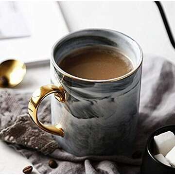 Marble Coffee Mug Elegant Ceramic Mug Toshine Creative Coffee Mug for Breakfast Milk for Men Women 14 oz