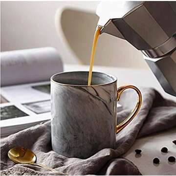 Marble Coffee Mug Elegant Ceramic Mug Toshine Creative Coffee Mug for Breakfast Milk for Men Women 14 oz