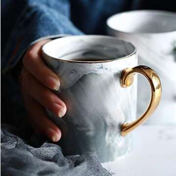 Marble Coffee Mug Elegant Ceramic Mug Toshine Creative Coffee Mug for Breakfast Milk for Men Women 14 oz