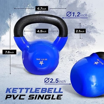 Yes4All 15 lb Kettlebell - Durable Vinyl Coated Fitness Equipment