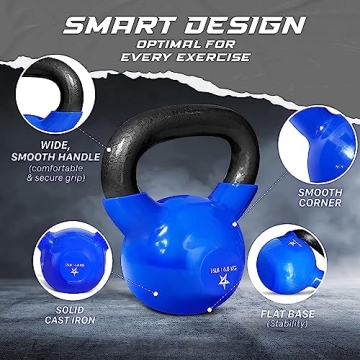 Yes4All 15 lb Kettlebell - Durable Vinyl Coated Fitness Equipment