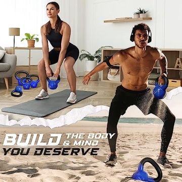 Yes4All 15 lb Kettlebell - Durable Vinyl Coated Fitness Equipment