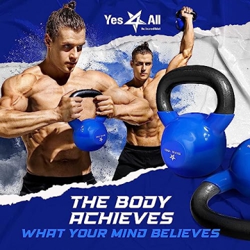 Yes4All 15 lb Kettlebell - Durable Vinyl Coated Fitness Equipment