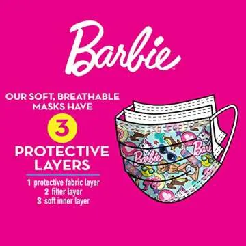 Children’s Single Use Face Mask, Barbie, 14 count, small, Ages 2 - 7, Kids Toys for Ages 2 Up by Just Play