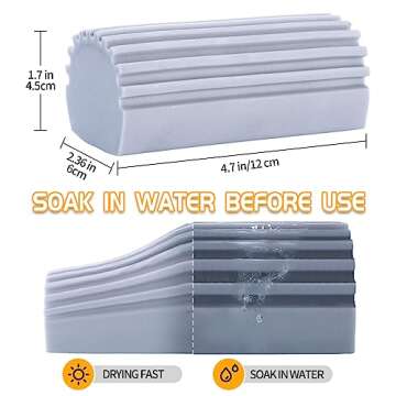 COBETE Damp Clean Duster Sponge,4pack Magic Sponge Eraser,Reusable Damp Dusting Sponge Household Cleaning for Blinds, Glass, Baseboards,Radiators,Window Track Grooves(Grey)