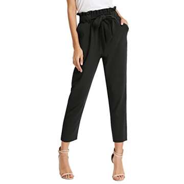 GRACE KARIN Women's Slim Straight Leg Teens Pants with Pockets M Black
