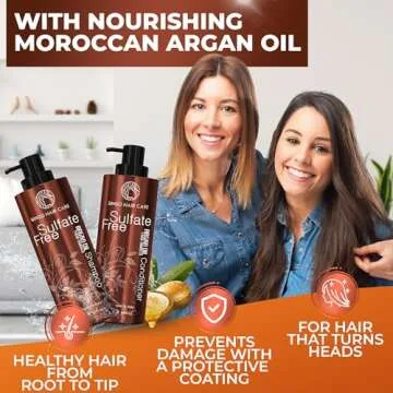 Moroccan Argan Oil Shampoo and Conditioner Set - Sulfate Free, Anti Frizz Hydrating Care for Women -...