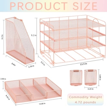 Rose Gold OPNICE Desk Organizer with Tray & Drawer