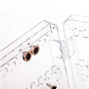 Sooyee Acrylic Earring Holder Organizer,256 Holes 5 Tiers Stud Organizer,4 Doors Foldable Necklace Jewelry Display Stands for Selling,Clear
