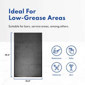 New Star Foodservice 533517 Commercial Grade Grease Resistant Anti-Fatigue Rubber Floor Mat, 36" x 60", Black