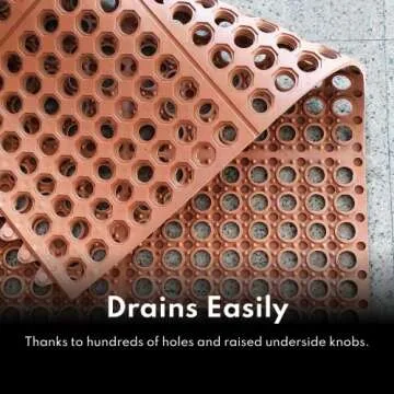 New Star Foodservice 533517 Commercial Grade Grease Resistant Anti-Fatigue Rubber Floor Mat, 36" x 60", Black