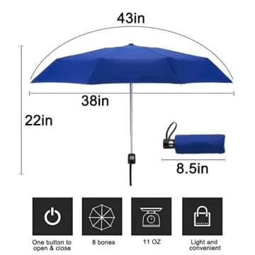 Goothdurs Automatic Mini Travel Windproof Umbrella - Compact & Lightweight Folding Umbrella