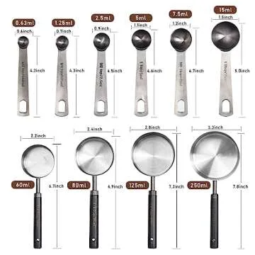 PrettyFine Collection 10 Piece Gunmetal Gray Polished Finish,Measuring Cups Set and Measuring Spoons...