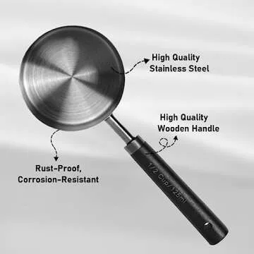 PrettyFine Collection 10 Piece Gunmetal Gray Polished Finish,Measuring Cups Set and Measuring Spoons, Black With fragrant wood Handles-Complete Set of Measure Cups and Spoons For Cooking and Baking.