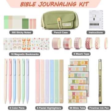 DazSpirit Bible Journaling Kit - Highlighters, Pens No Bleed, Tabs, Sticky Notes, Pencil Case - Stud...
