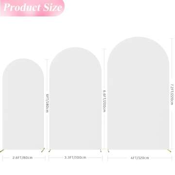 Wokceer Wedding Arch Cover (7.2FT, 6.6FT, 6FT) Set of 3 Spandex Fitted Wedding Arch Stand Covers for...