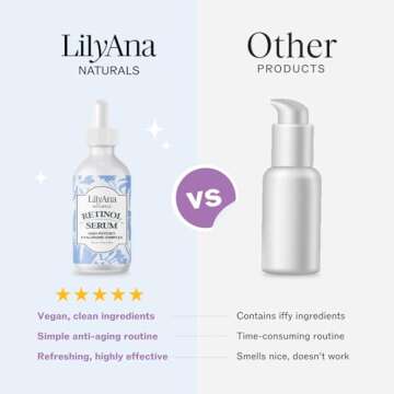 LilyAna Naturals Retinol Serum for Face - Made in USA, Face Serum with Hyaluronic Acid and Vitamin E, Anti Aging Serum, Reduces Age Spots and Sun Damage, Promotes Collagen and Elastin (Retinol, 1oz)