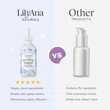 LilyAna Naturals Retinol Serum for Face - Made in USA, Face Serum with Hyaluronic Acid and Vitamin E, Anti Aging Serum, Reduces Age Spots and Sun Damage, Promotes Collagen and Elastin (Retinol, 1oz)